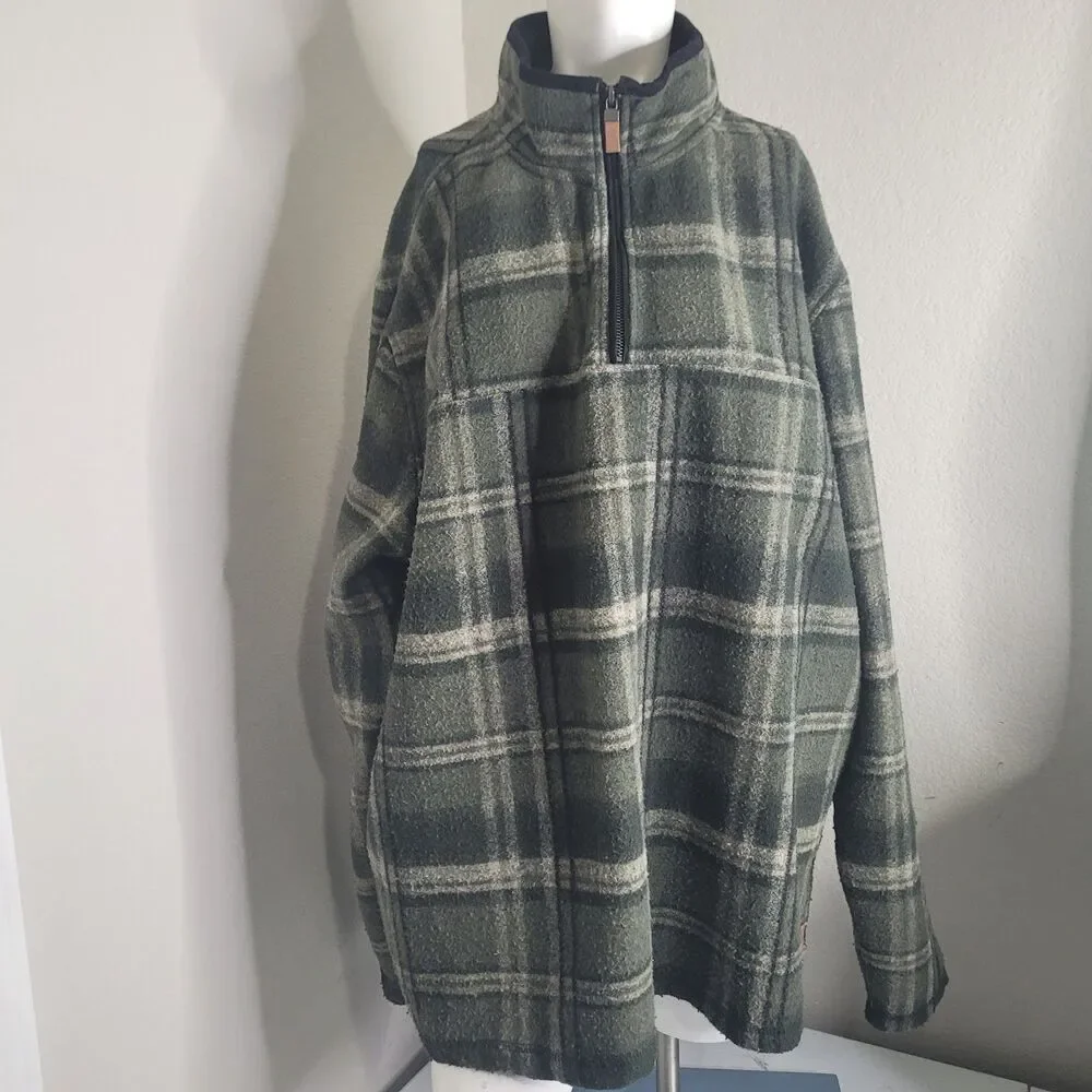 John Wayne XXL fleece jacket sweater button down zip pullover plaid